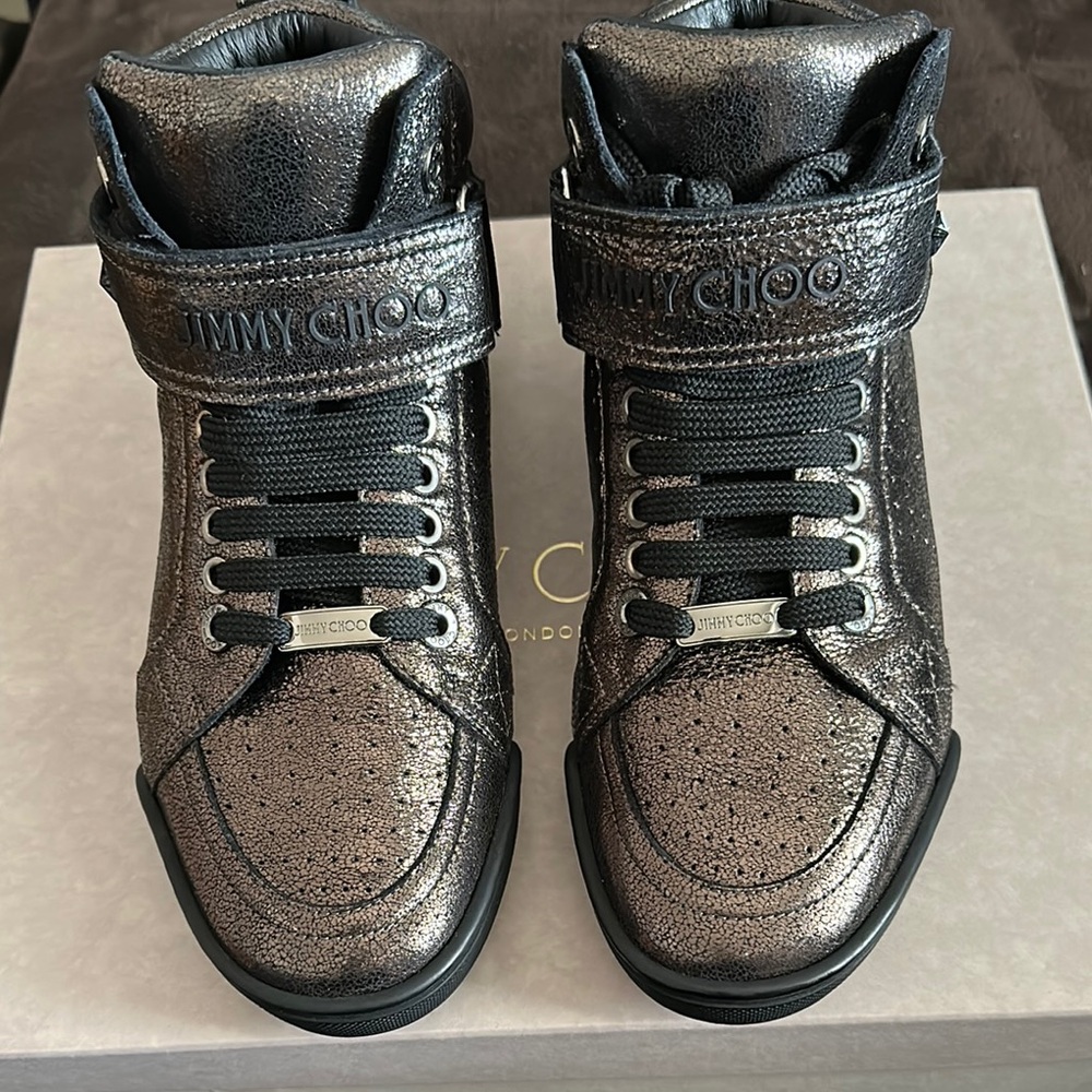Jimmy Choo Shimmering Silver High-Tops